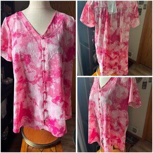 LULAROE medium pink blend SHANNAH button front blouse NEW!!